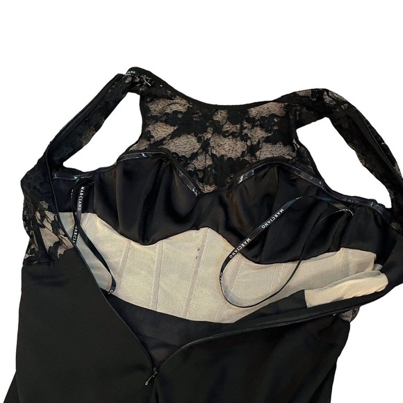 Marciano Jasmeen Maxi Dress Lace Chiffon Black Nude Sleeveless - Picture 7 of 9